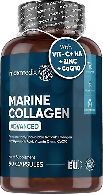 Marine Collagen 90 Capsules 1455mg For Joints Bones Energy Skin Hair & Nails • £12.99