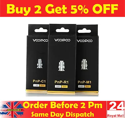 £10.45 • Buy VooPoo PnP Coils VM1/ VM4/VM5/VM6 Pack Of 5 Drag X Coils - Drag S Coils - Argus
