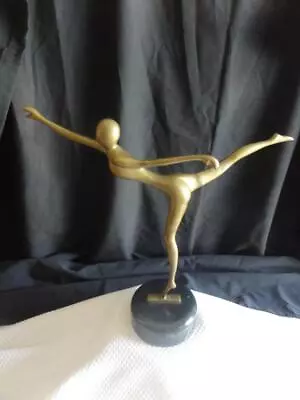 Mid Century Modern Art Deco Bronze Sculpture Ballerina Marble Stand • $55