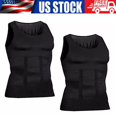 Mens Slimming Tummy Body Shaper Vest Compression T-Shirt Ultra Durable Tank Tops • $10.69