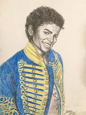 $19.99 • Buy Michael Jackson Drawing Painting 1982 With Military Jacket 11 By 14