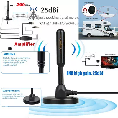 TV Aerial Antenna UHD Freeview Booster Magnetic Gain DVB-T TV Aerial Car Truck • £8.55