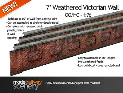 £9.96 • Buy Pre-cut 7' Victorian Red Brick Lineside Wall Card Kit- Oo Scale For Hornby Kx006