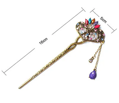 £6.99 • Buy Geisha Asian Beauty Crystal Heart Kitsune Hime Fox Princess Hair Stick Pin