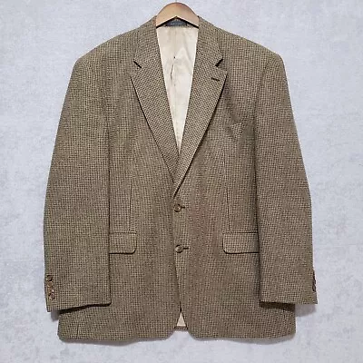 Lauren Ralph Lauren Blazer Jacket Men Wool 46R Houndstooth Brown Sport Coat • $44.94