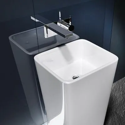 £250 • Buy Durovin Luxury Wash Basin Sink Stone Resin Pedestal Free Standing Square 810mm