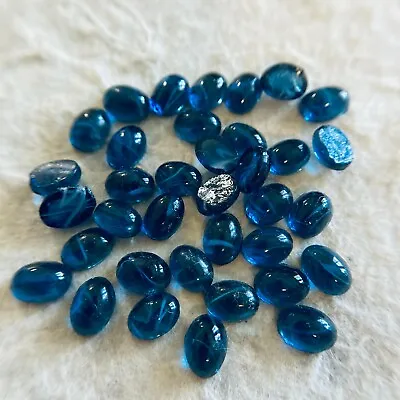 AM1115 Vintage Glass Cabochons 7x5mm Oval Montana Blue  Flawed  Unfoiled (36) • $5.99