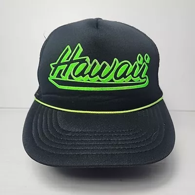 Vintage 90s Neon Green Hawaii Mesh Trucker Snapback Hat • $11.96