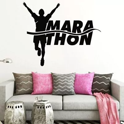 Marathon Runner Wall Sticker Athlete Running Racing Vinyl Decal Run Sport Home  • $8.79