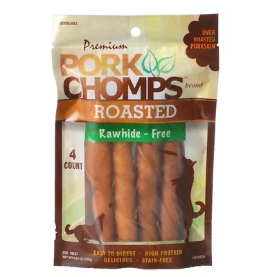 Pork Chomps Roasted Pork Skin Dog Chews 6-inch Twists 4 Count • $14.09