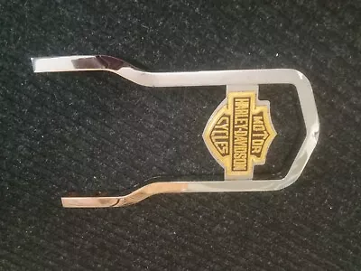 Vintage Harley Davidson Chrome Back Rest Sissy Bar W/Gold Tone Logo Emblem • $65