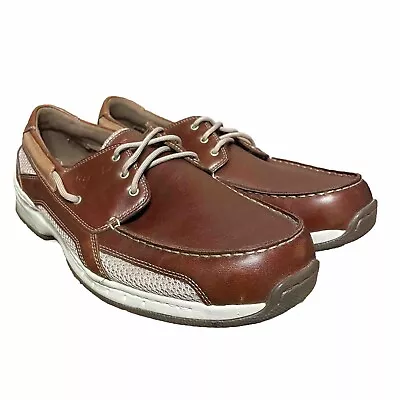 Dunham Mens Casual Leather Captain Boat Shoes Brown Leather Size 13 EE Wide • $49.99