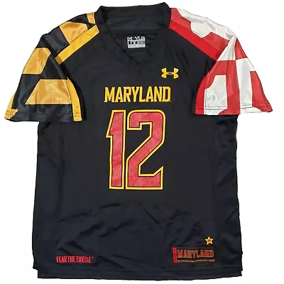 Under Armour Maryland Terrapins Terps #12 Football Jersey Black Youth Large • $19.99