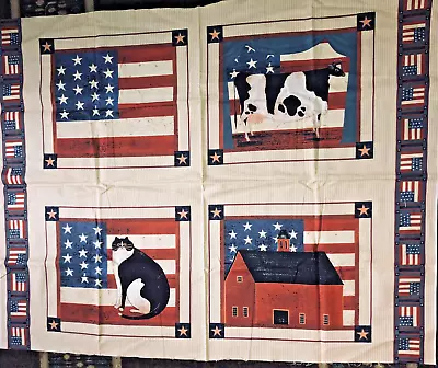 4 Folk Art Primitive Patriotic Cheater Quilt Blocks Panels By Warren Kimble • $9.99