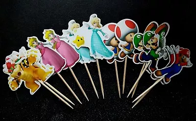 12 X Super Mario Cupcake Picks Topper Birthday Cake Topper Party Decoration Gift • £3.75