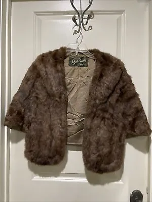 VTG WILD MINK STOLE WEDDING WRAP REAL FUR JACKET SHAWL Samuel Feinman Sz M/L • $99.99