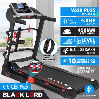 BLACK LORD Treadmill Electric Auto Incline Home Gym Exercise Run Machine • $799.95