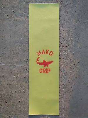 Mako Skateboard Grip Tape Yellow W/ Red Stencil Logo 1 Sheet 9x33 Inches NEW • $8.75