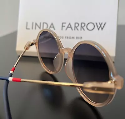 NEW Linda Farrow Orlebar Brown 27 Peach Round Luxury Designer Sunglasses • £95