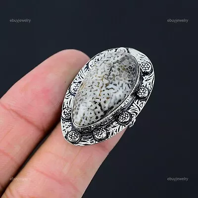 Wedding Gift For Her 925 Silver Natural Stingray Coral Multi Stone Ring Size 6.5 • $15