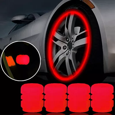 Red Glow In The Dark Car Tire Valve Cover Auto Wheel Tyre Rim Stem Cap Luminous • $3.17