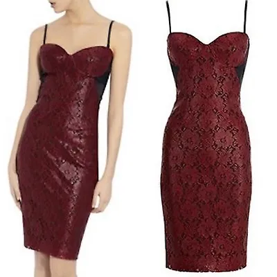 £99 • Buy Ladies Red Black Coated Lace Corset Wiggle Pencil Dress Sz 8 16 Evening Cocktail