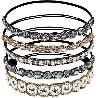 Rhinestone Beaded Elastic Headband Fashionable Handmade Crystal Beaded Elastic • $31