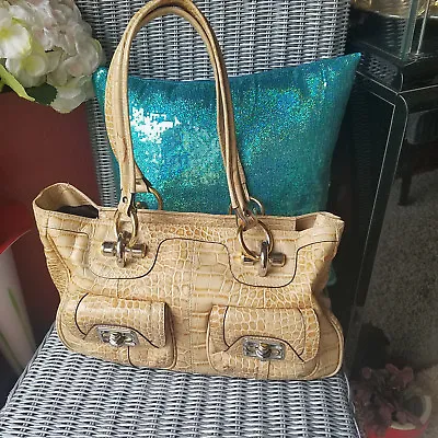 👜B. MAKOWSKY ~ Tan CROC LEATHER ~ Shoulder Handbag Satchel ~  GORGEOUS! • $32.95