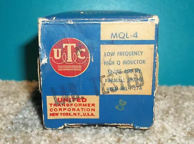 NOS UTC MQL-4 Low Frequency High Q Inductor Series 400Hys /Parallel 100hys 2100Ω • $35.95