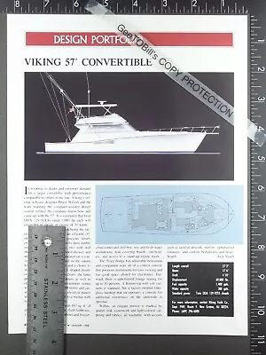 1988 1-page FEATURE On Viking 57 Convertible Motor Yacht Boat • $12.50