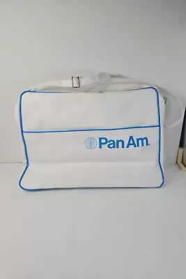 Vintage Nylon Pan Am Airlines White Overnight Travel Carry On Flight Luggage Bag • $49.99