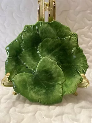 RARE Vietri Italian Green Embossed Leaf Plate 6.5” Foglia Leonardo Majolica 9205 • $22.95