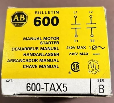 Allen Bradley New 600-TAX5 Manual Motor Starting Toggle Switch 2-pole Starter • $65