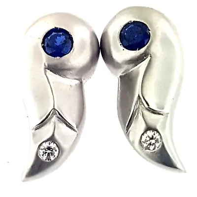 Penny Preville 18K White Gold~Sapphires+Diamonds Wing Stud Earrings~12 Grams~WOW • $775