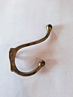 Old Coat Hook School House Farm Vtg Rustic Tarnished Solid Brass MULTIPLE AVAIL. • $5