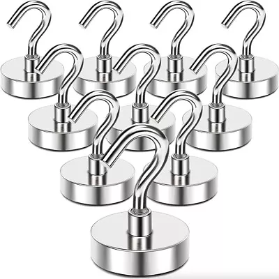 10 PCS Strong Magnetic Hook Hanger N52 Neodymium Clamping Magnet Hooks USA • $8.98