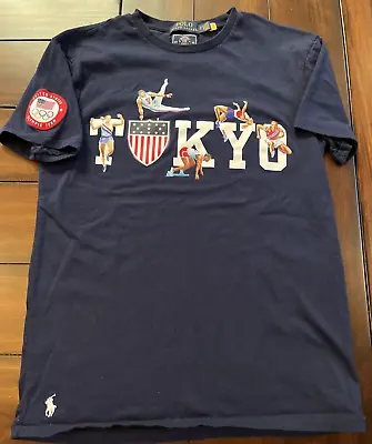 Polo Ralph Lauren Blue 2020 Tokyo Olympics Shield Stadium Graphic T Shirt Small • $32.95