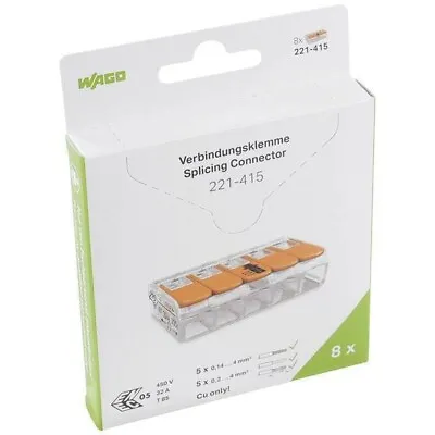 Wago 221 - 415 Series 5 Way Electrical Connectors Box Boxes Of 8 • £5.99