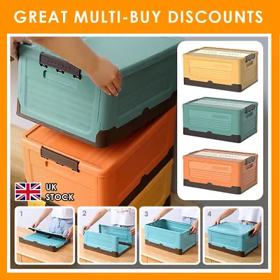 Quality Durable Plastic Storage Coloured Boxes With Lids Handles Foldable Gift • £9.49