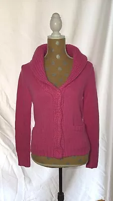 MODA INTERNATIONAL Wool Blend Collared Sweater Pink Knit Cardigan Size Medium  • $19.99