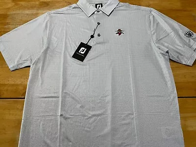 FootJoy NWT Large Gray Houndstooth Medinah Short Sleeve Polo Golf Shirt A36 • $47.49