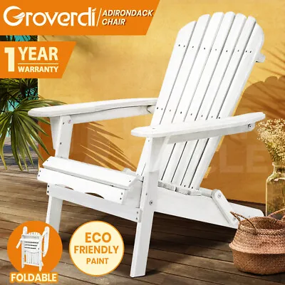 $79.95 • Buy Groverdi Wooden Outdoor Adirondack Chairs Patio Furniture Beach Garden Lounge