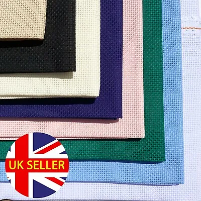 Aida 14 Count Cross Stitch Fabric Material 100% Cotton Colour • £5.99