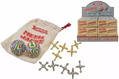 Retro Metal Jacks Game With 10 Jacks And 2 Bouncy Balls Kids Party Bag Filler • £5.79