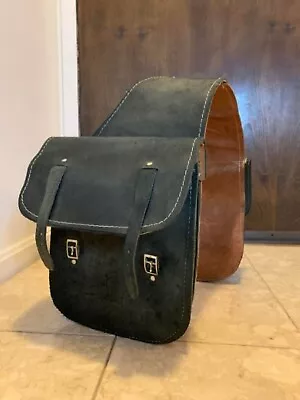 Premium Western Leather Saddle Bag Vintage Black For Horse (kGN) • $151.95