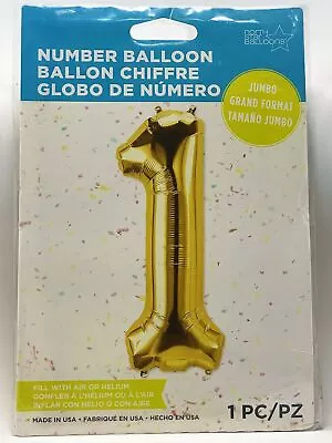 Gold Foil Jumbo Mylar Nylon Balloon 34  Number 1 Party Decoration See Discounts! • $2.99