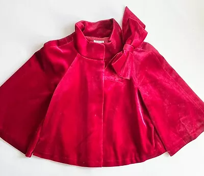 SARA CAMPBELL Red Velvet Shrug Short Jacket Bow Detail Sz XS NWT • $49.99