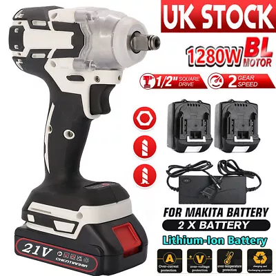 Brushless Cordless Impact Wrench 1000Nm 1/2 Drill Gun Ratchet Driver For Makita • £31.49