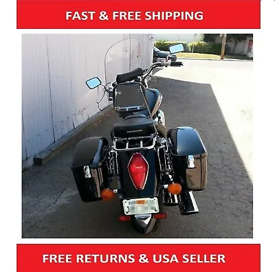 $213.10 • Buy Large Black Hard Saddle Bag For Yamaha Road Royal V Star Roadliner Cruiser LW