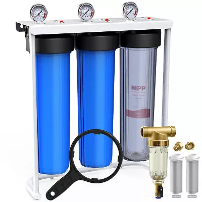 3 Stage 20x4.5  Big Blue Spin Down Sediment Whole House Water Filter System Set • $269.99